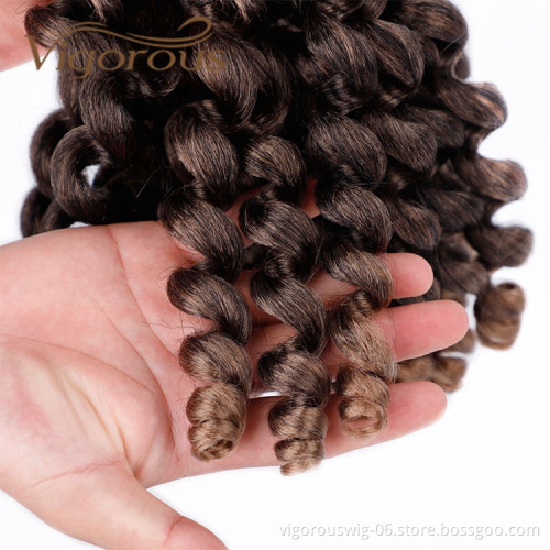 Vigorous 8 Inches 10 Strands Wand Curl Jamaican Crochet Braid Hair 13 Colors Pre Loop Synthetic Crochet Braiding Hair Extensions